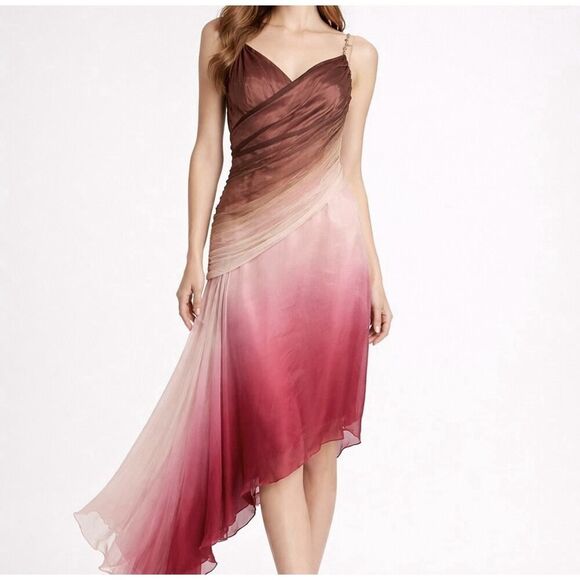 Laundry by Shelli Segal Dresses & Skirts - Vintage Y2K 100% Silk Ombre Fairy Dress Chain Strap Asym Midi 8